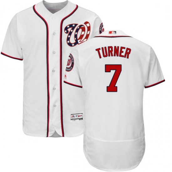 Mens Majestic Washington Nationals 7 Trea Turner White Flexbase Authentic Collection MLB Jersey