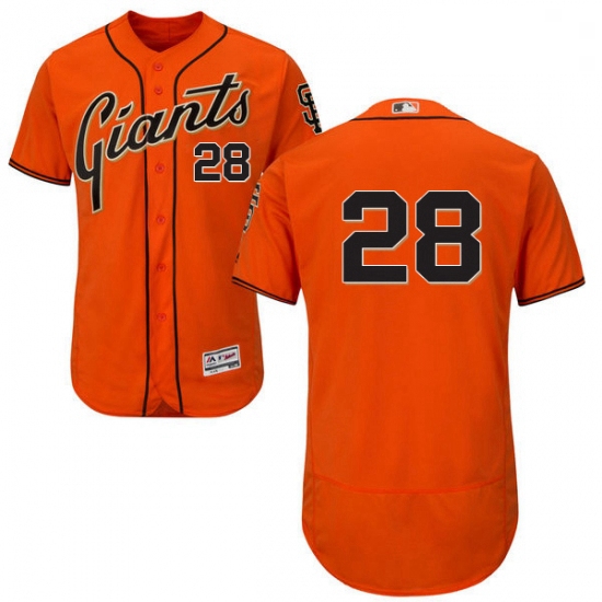 Mens Majestic San Francisco Giants 28 Buster Posey Orange Alternate Flex Base Authentic Collection M