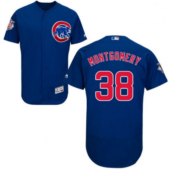 Mens Majestic Chicago Cubs 38 Mike Montgomery Royal Blue Alternate Flexbase Authentic Collection MLB