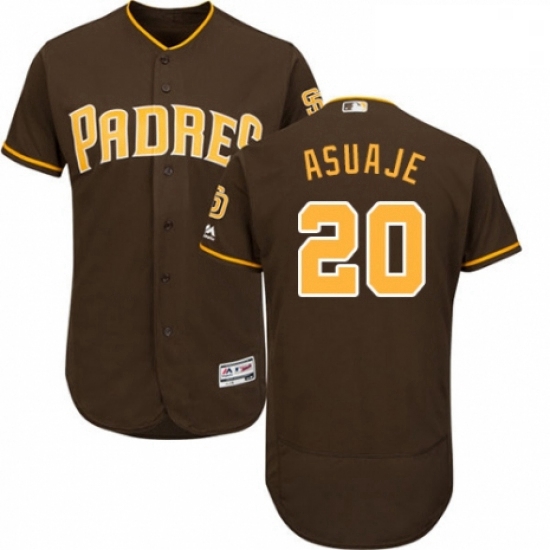 Mens Majestic San Diego Padres 20 Carlos Asuaje Brown Alternate Flex Base Authentic Collection MLB J