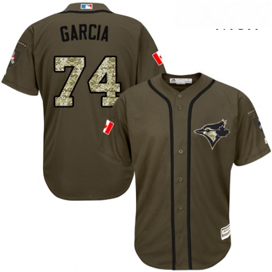 Mens Majestic Toronto Blue Jays 74 Jaime Garcia Replica Green Salute to Service MLB Jersey