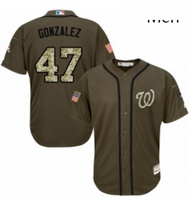 Mens Majestic Washington Nationals 47 Gio Gonzalez Replica Green Salute to Service MLB Jersey