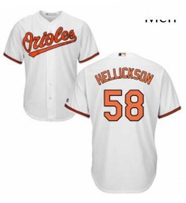 Mens Majestic Baltimore Orioles 58 Jeremy Hellickson Replica White Home Cool Base MLB Jersey