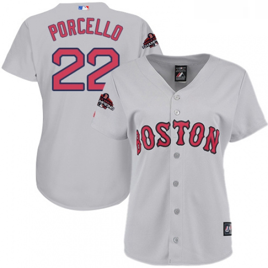 Womens Majestic Boston Red Sox 22 Rick Porcello Authentic Grey Road 2018 World Series Champions MLB 