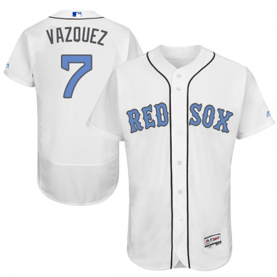 Mens Majestic Boston Red Sox 7 Christian Vazquez Authentic White 2016 Fathers Day Fashion Flex Base 