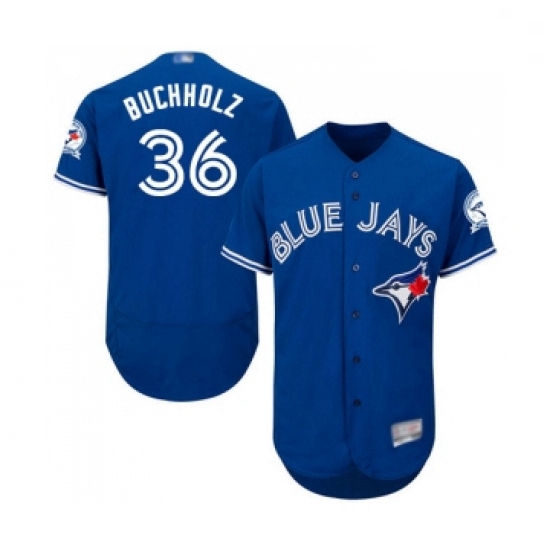 Mens Toronto Blue Jays 36 Clay Buchholz Royal Blue Alternate Flex Base Authentic Collection Baseball