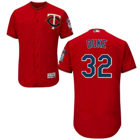 Mens Majestic Minnesota Twins 32 Zach Duke Scarlet Alternate Flex Base Authentic Collection MLB Jers