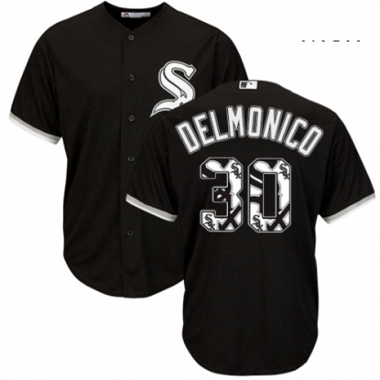 Mens Majestic Chicago White Sox 30 Nicky Delmonico Authentic Black Team Logo Fashion Cool Base MLB J