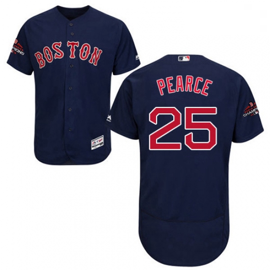 Mens Majestic Boston Red Sox 25 Steve Pearce Navy Blue Alternate Flex Base Authentic Collection 2018