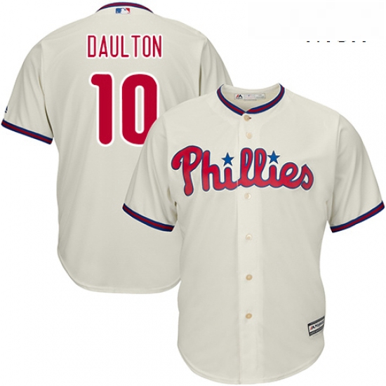 Mens Majestic Philadelphia Phillies 10 Darren Daulton Replica Cream Alternate Cool Base MLB Jersey