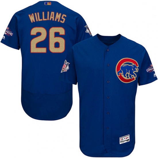 Mens Majestic Chicago Cubs 26 Billy Williams Authentic Royal Blue 2017 Gold Champion Flex Base MLB J