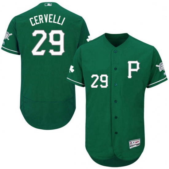 Mens Majestic Pittsburgh Pirates 29 Francisco Cervelli Green Celtic Flexbase Authentic Collection ML