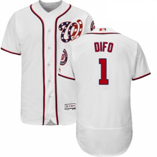 Mens Majestic Washington Nationals 1 Wilmer Difo White Home Flex Base Authentic Collection MLB Jerse