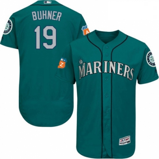 Mens Majestic Seattle Mariners 19 Jay Buhner Teal Green Alternate Flex Base Authentic Collection MLB