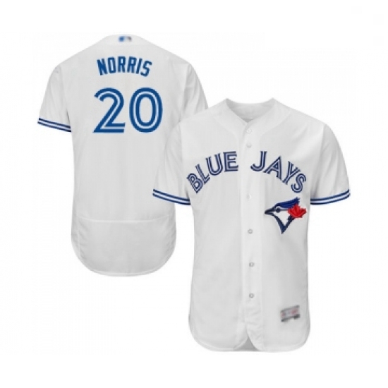 Mens Toronto Blue Jays 20 Bud Norris White Home Flex Base Authentic Collection Baseball Jersey