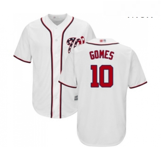 Mens Washington Nationals 10 Yan Gomes Replica White Home Cool Base Baseball Jersey