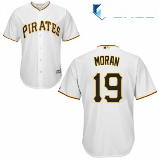 Mens Majestic Pittsburgh Pirates 19 Colin Moran Replica White Home Cool Base MLB Jersey