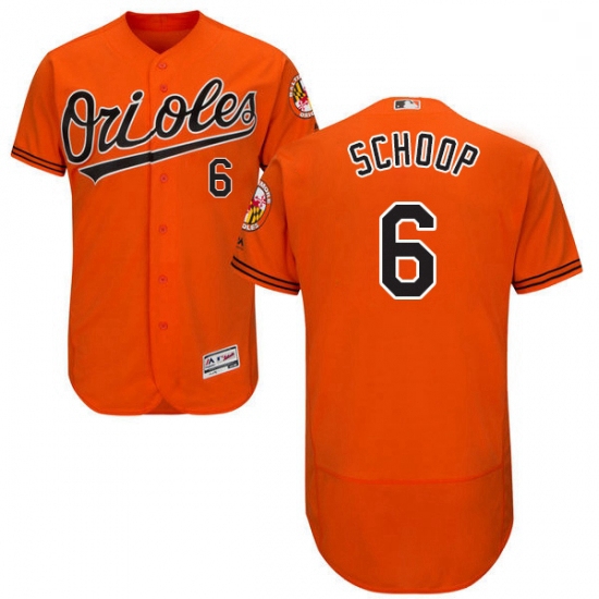 Mens Majestic Baltimore Orioles 6 Jonathan Schoop Orange Alternate Flex Base Authentic Collection ML