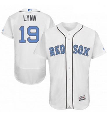 Mens Majestic Boston Red Sox 19 Fred Lynn Authentic White 2016 Fathers Day Fashion Flex Base MLB Jer