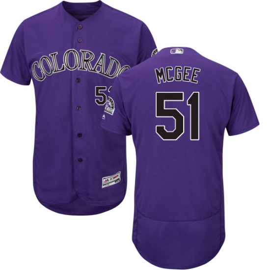 Mens Majestic Colorado Rockies 51 Jake McGee Purple Alternate Flex Base Authentic Collection MLB Jer