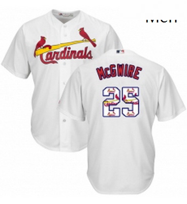 Mens Majestic St Louis Cardinals 25 Mark McGwire Authentic White Team Logo Fashion Cool Base MLB Jer