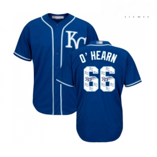 Mens Kansas City Royals 66 Ryan O Hearn Blue Authentic Blue Team Logo Fashion Cool Base Baseball Jer