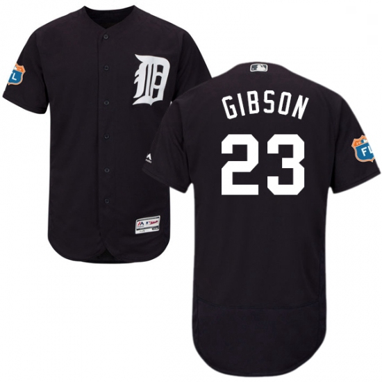 Mens Majestic Detroit Tigers 23 Kirk Gibson Navy Blue Alternate Flex Base Authentic Collection MLB J