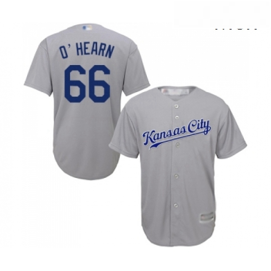 Mens Kansas City Royals 66 Ryan O Hearn Replica Grey Road Cool Base Baseball Jersey