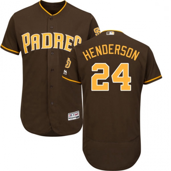 Mens Majestic San Diego Padres 24 Rickey Henderson Brown Alternate Flex Base Authentic Collection ML