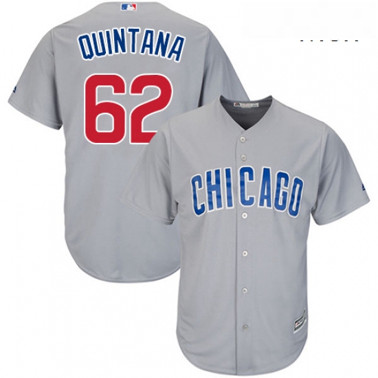 Mens Majestic Chicago Cubs 62 Jose Quintana Replica Grey Road Cool Base MLB Jersey