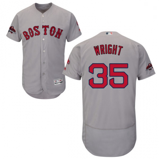 Mens Majestic Boston Red Sox 35 Steven Wright Grey Road Flex Base Authentic Collection 2018 World Se