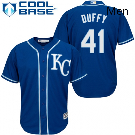 Mens Majestic Kansas City Royals 41 Danny Duffy Replica Blue Alternate 2 Cool Base MLB Jersey