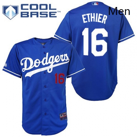 Mens Majestic Los Angeles Dodgers 16 Andre Ethier Replica Royal Blue Cool Base MLB Jersey