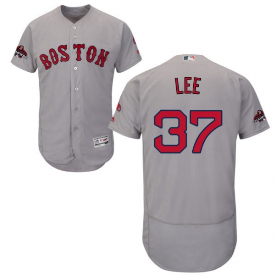 Mens Majestic Boston Red Sox 37 Bill Lee Grey Road Flex Base Authentic Collection 2018 World Series 