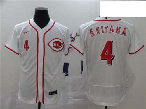 Reds 4 Shogo Akiyama White 2020 Nike Flexbase Jersey