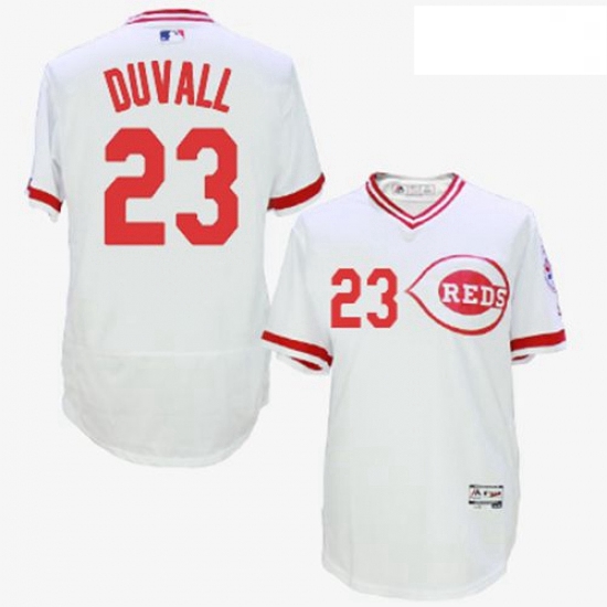 Mens Majestic Cincinnati Reds 23 Adam Duvall White Flexbase Authentic Collection Cooperstown MLB Jer