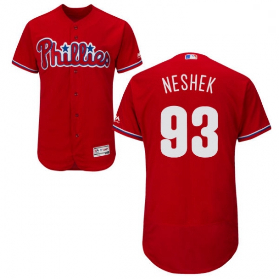 Mens Majestic Philadelphia Phillies 93 Pat Neshek Red Alternate Flex Base Authentic Collection MLB J