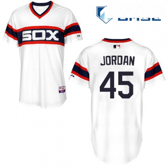 Mens Majestic Chicago White Sox 45 Michael Jordan Replica White 2013 Alternate Home Cool Base MLB Je