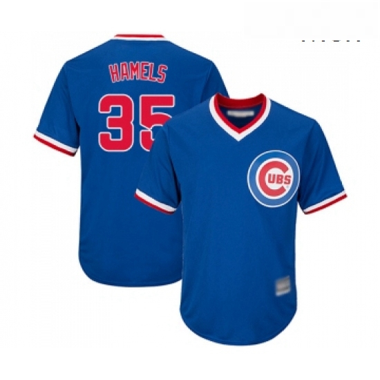 Mens Chicago Cubs 35 Cole Hamels Replica Royal Blue Cooperstown Cool Base Baseball Jersey