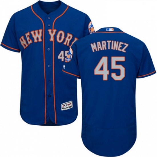 Mens Majestic New York Mets 45 Pedro Martinez RoyalGray Alternate Flex Base Authentic Collection MLB