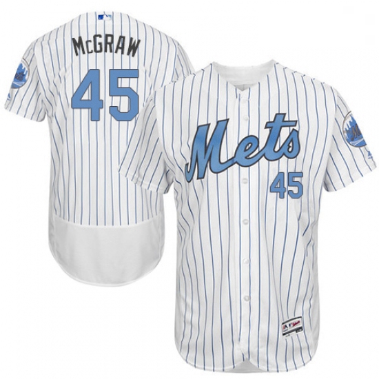 Mens Majestic New York Mets 45 Tug McGraw Authentic White 2016 Fathers Day Fashion Flex Base MLB Jer