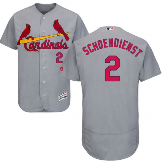 Mens Majestic St Louis Cardinals 2 Red Schoendienst Grey Road Flex Base Authentic Collection MLB Jer