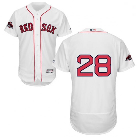 Mens Majestic Boston Red Sox 28 J D Martinez White Home Flex Base Authentic Collection 2018 World Se