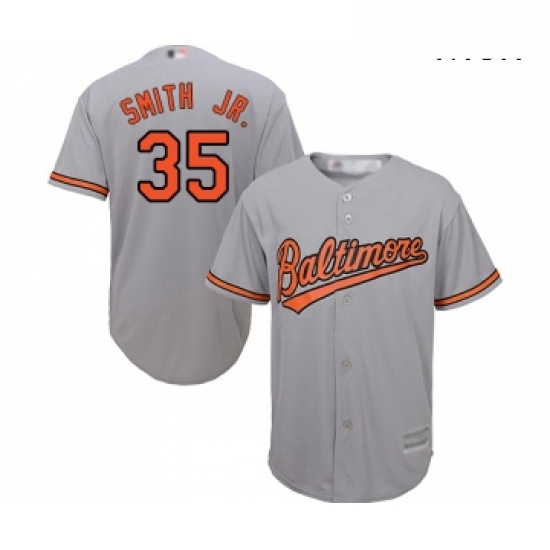 Mens Baltimore Orioles 35 Dwight Smith Jr Replica Grey Road Cool Base Baseball Jersey