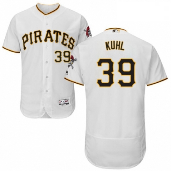 Mens Majestic Pittsburgh Pirates 39 Chad Kuhl White Home Flex Base Authentic Collection MLB Jersey