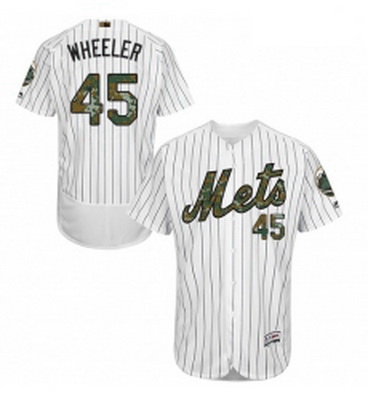 Mens Majestic New York Mets 45 Zack Wheeler Authentic White 2016 Memorial Day Fashion Flex Base MLB 