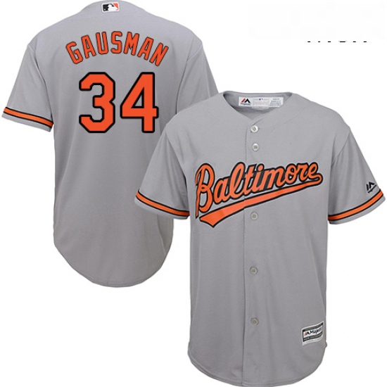 Mens Majestic Baltimore Orioles 34 Kevin Gausman Replica Grey Road Cool Base MLB Jersey