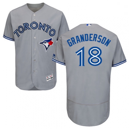 Mens Majestic Toronto Blue Jays 18 Curtis Granderson Grey Road Flex Base Authentic Collection MLB Je