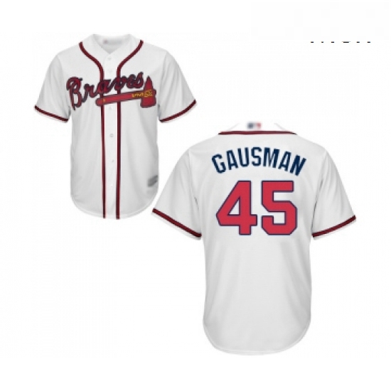 Mens Atlanta Braves 45 Kevin Gausman Replica White Home Cool Base Baseball Jersey