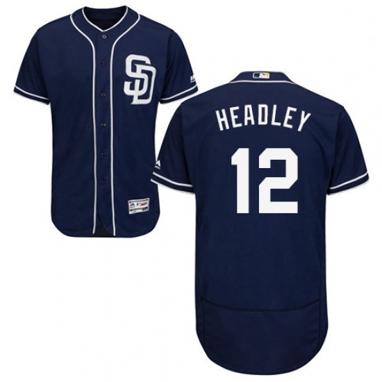 Mens Majestic San Diego Padres 12 Chase Headley Navy Blue Alternate Flex Base Authentic Collection M